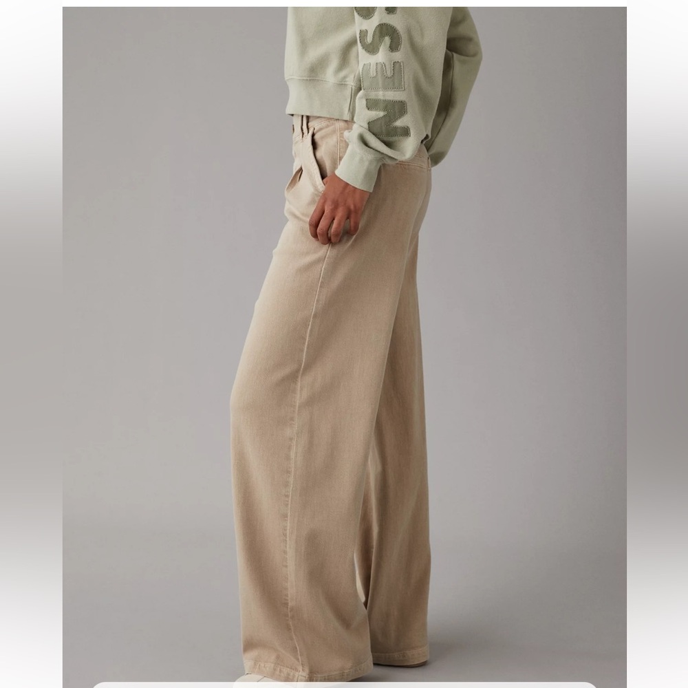 AE Stretch Linen-Blend High-Waisted Wide-Leg Trouser Size US 8